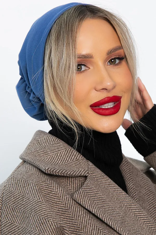 Чалма с резинкой LADY TAIGA, пепельно-синяя - фото 2