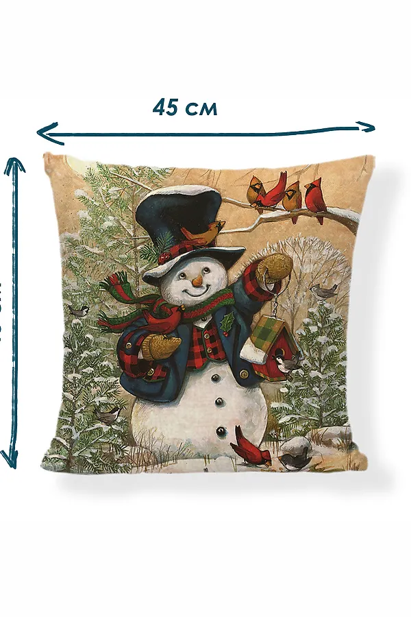 Наволочка декоративная Снеговик 1 шт НАТАЛИ, синий - фото 2