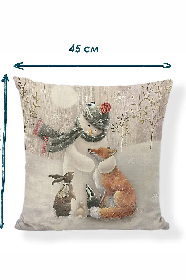 Наволочка декоративная Снеговик 1 шт НАТАЛИ, бежевый - фото 2