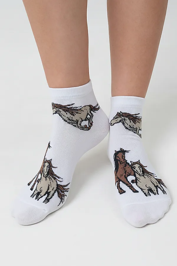 Носки стандарт Лошадки (набор 3 пары) НАТАЛИ, белый, бежевый - фото 2