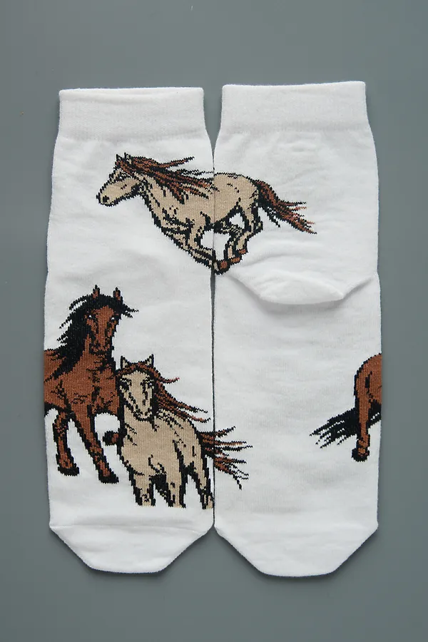 Носки стандарт Лошадки (набор 3 пары) НАТАЛИ, белый, бежевый - фото 2