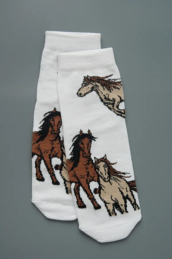 Носки стандарт Лошадки (набор 3 пары) НАТАЛИ, белый, бежевый - фото 2