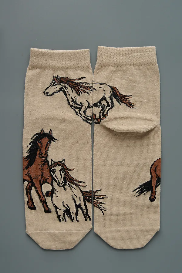 Носки стандарт Лошадки (набор 3 пары) НАТАЛИ, белый, бежевый - фото 2