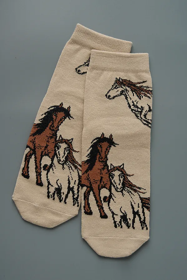 Носки стандарт Лошадки (набор 3 пары) НАТАЛИ, белый, бежевый - фото 2