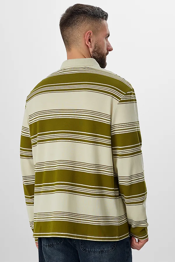 Поло MARK FORMELLE, оливковая полоска на молочном - фото 2