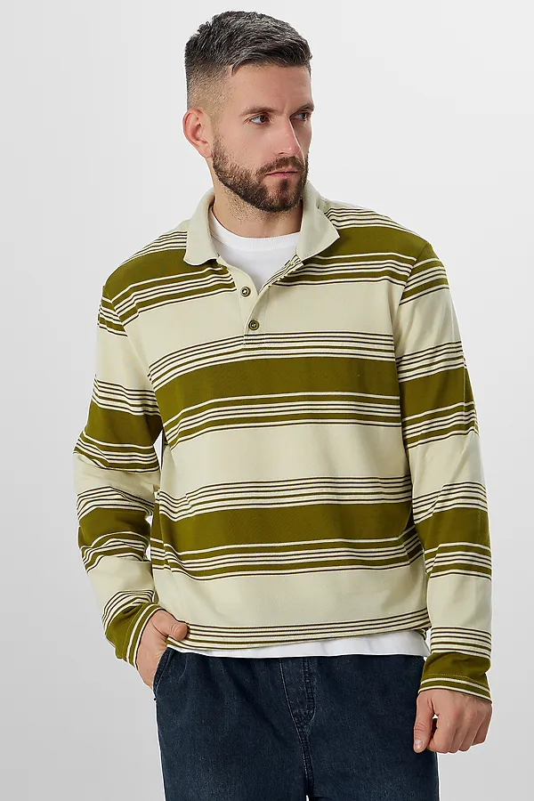 Поло MARK FORMELLE, оливковая полоска на молочном - фото 2