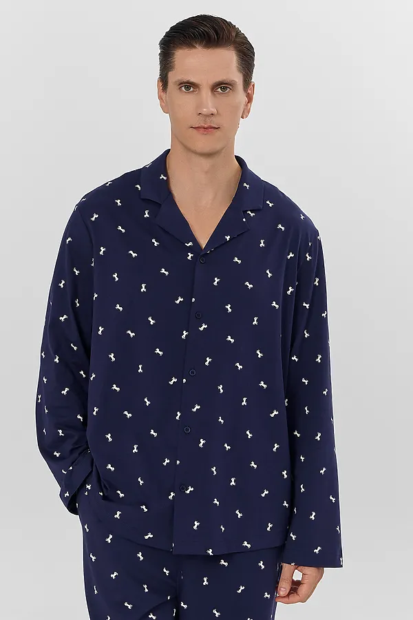 Пижама MARK FORMELLE, белые лошади на т.синем - фото 2