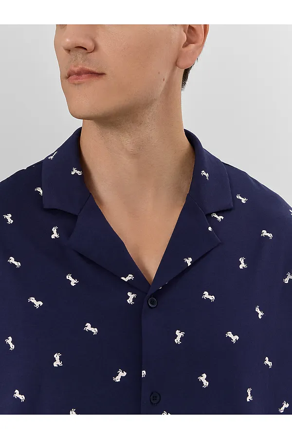 Пижама MARK FORMELLE, белые лошади на т.синем - фото 2