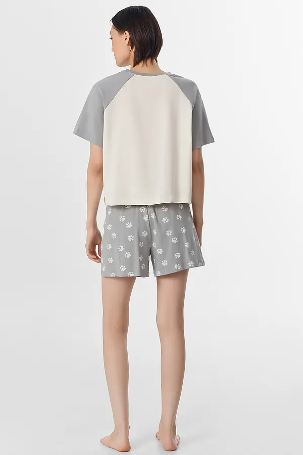 Пижама MARK FORMELLE, молочный +лапки на сером - фото 2