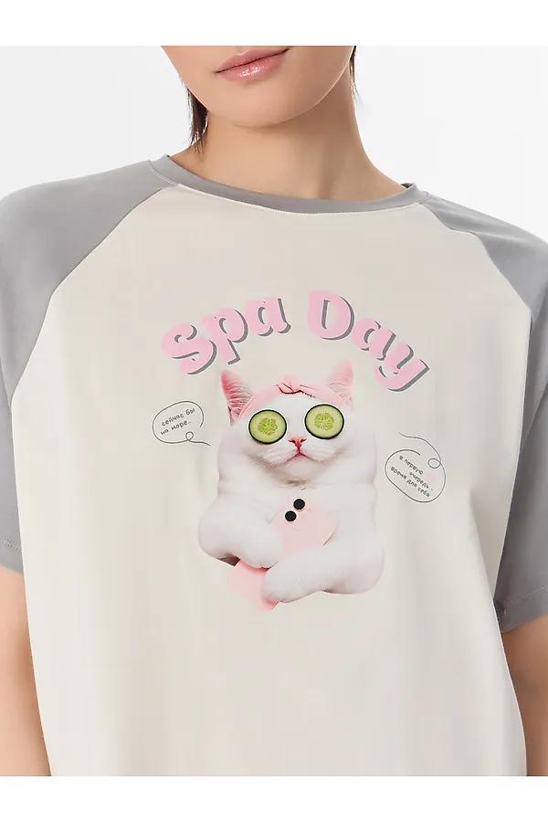 Пижама MARK FORMELLE, молочный +лапки на сером - фото 2