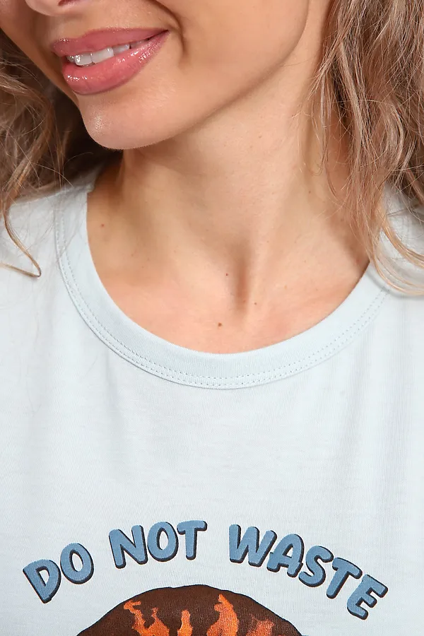 Костюм с брюками арт. КД-00-007 НАТАЛИ, бирюза/котята-горошки - фото 2