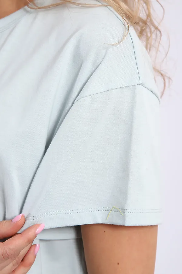 Костюм с брюками арт. КД-00-007 НАТАЛИ, бирюза/котята-горошки - фото 2