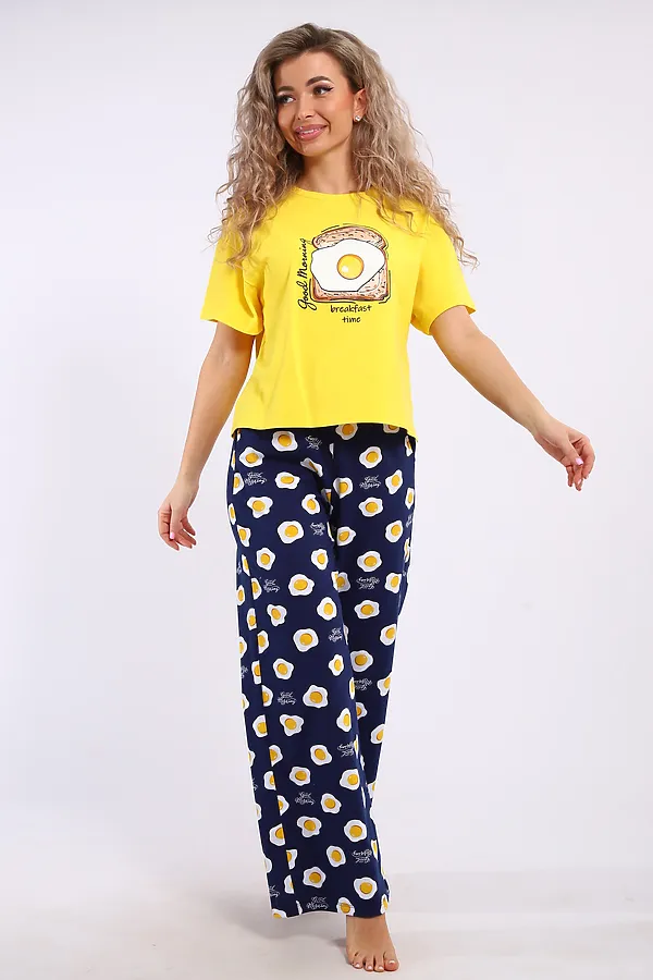 Костюм с брюками арт. КД-00-007 НАТАЛИ, желтый/яичница - фото 2