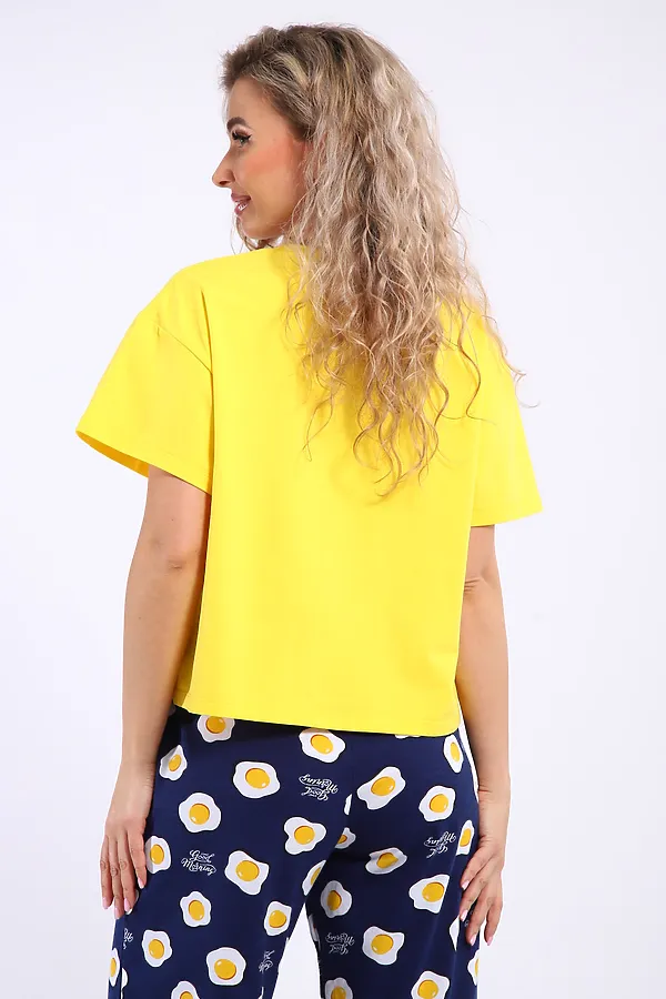 Костюм с брюками арт. КД-00-007 НАТАЛИ, желтый/яичница - фото 2