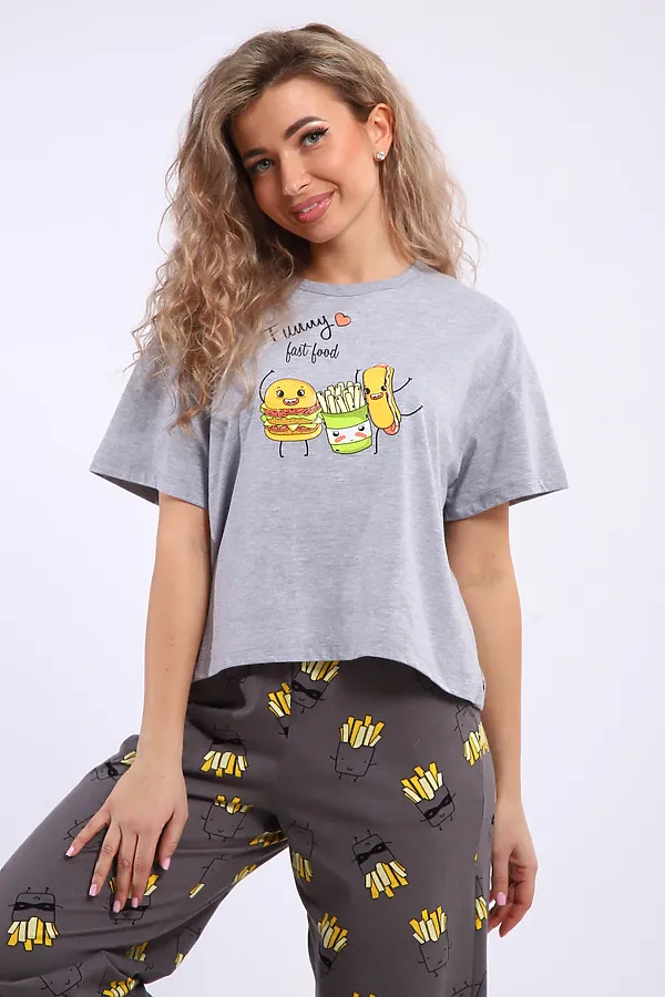 Костюм с брюками арт. КД-00-007 НАТАЛИ, серый меланж/картошка фри - фото 2