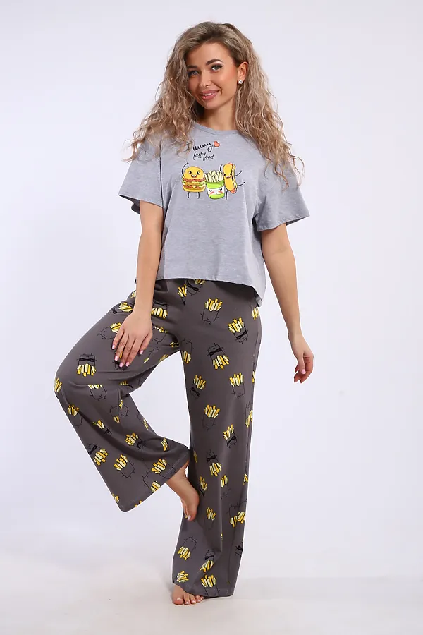 Костюм с брюками арт. КД-00-007 НАТАЛИ, серый меланж/картошка фри - фото 2