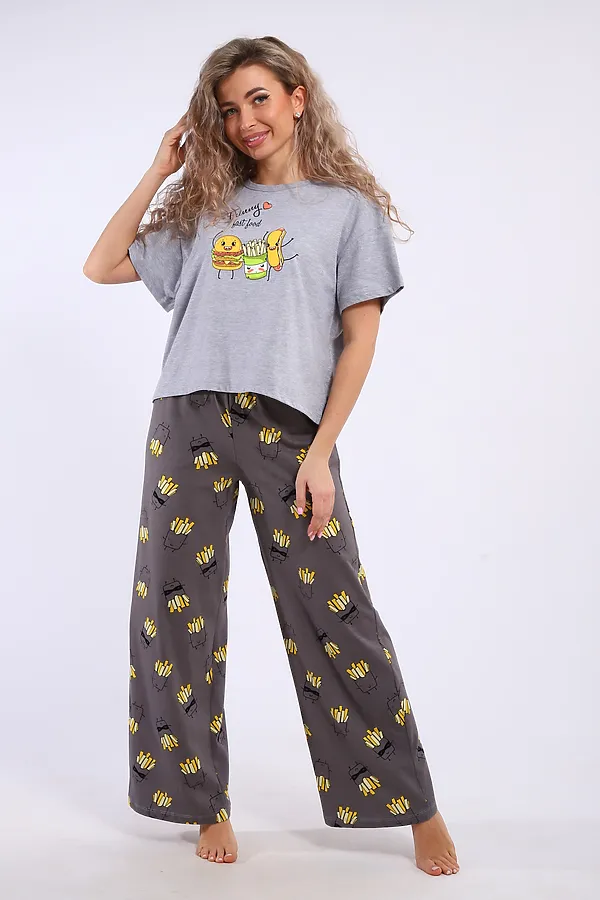 Костюм с брюками арт. КД-00-007 НАТАЛИ, серый меланж/картошка фри - фото 2