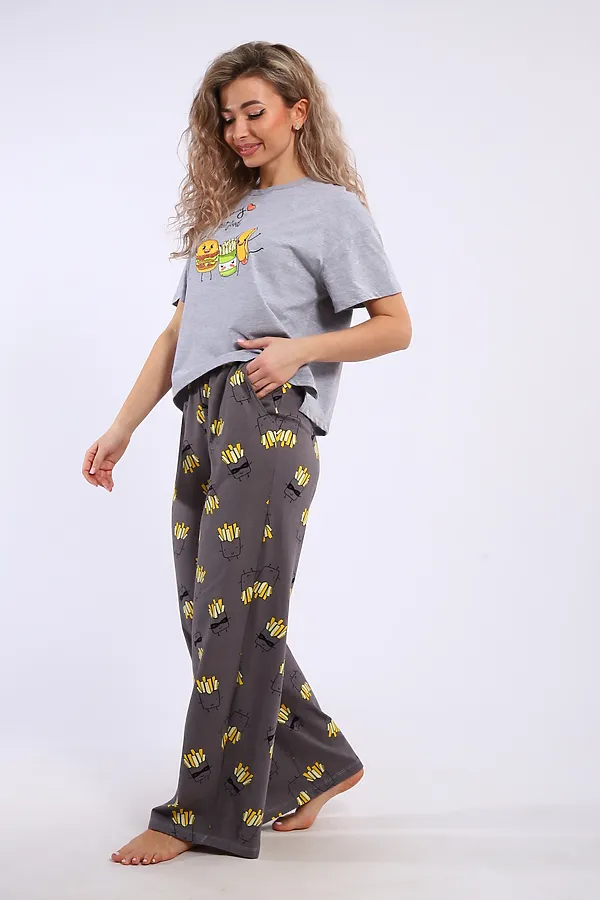 Костюм с брюками арт. КД-00-007 НАТАЛИ, серый меланж/картошка фри - фото 2