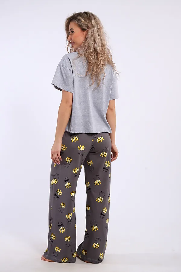 Костюм с брюками арт. КД-00-007 НАТАЛИ, серый меланж/картошка фри - фото 2