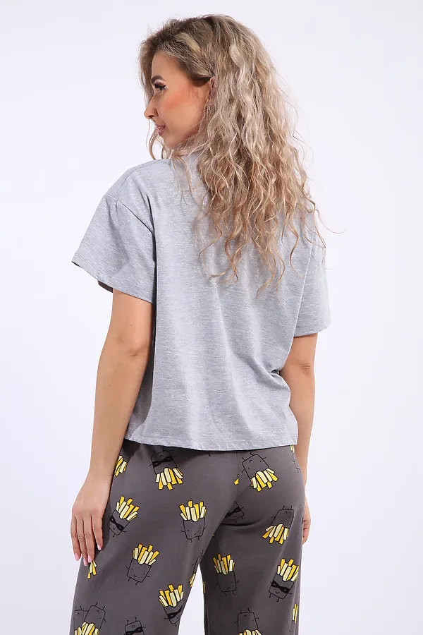 Костюм с брюками арт. КД-00-007 НАТАЛИ, серый меланж/картошка фри - фото 2