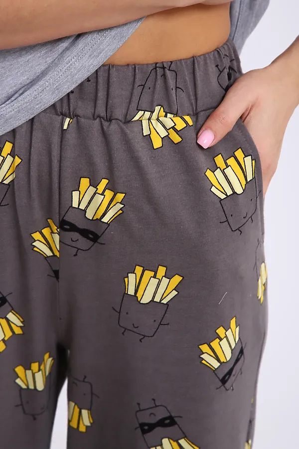 Костюм с брюками арт. КД-00-007 НАТАЛИ, серый меланж/картошка фри - фото 2