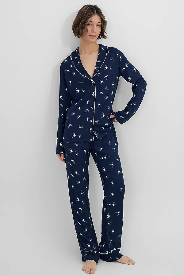 Пижама MARK FORMELLE, ласточки на синем - фото 2