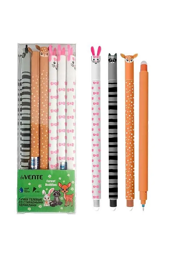 Ручка гелевая стираемая "Forest Buddies" d=0,5 мм, корпус с эффектом Velvet-Touch, синяя URAL TOYS, в ассортименте - фото 2