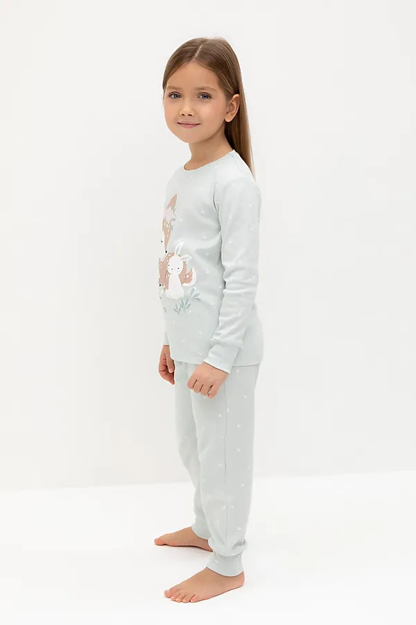 Пижама CROCKID, серое небо,мини листики - фото 2