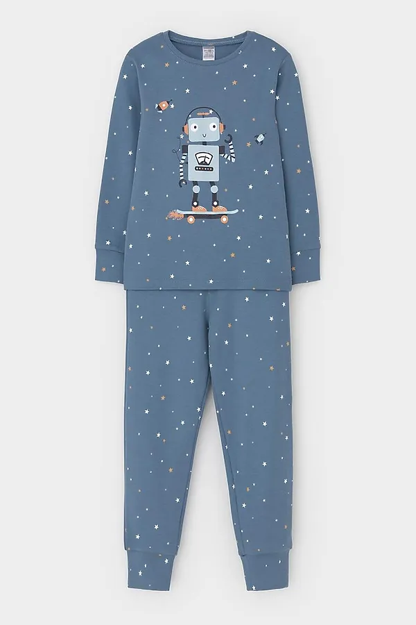 Пижама CROCKID, синий джинс,звездочки - фото 2