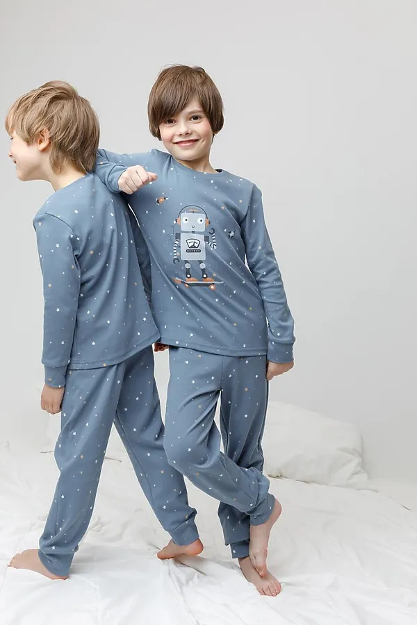 Пижама CROCKID, синий джинс,звездочки - фото 2