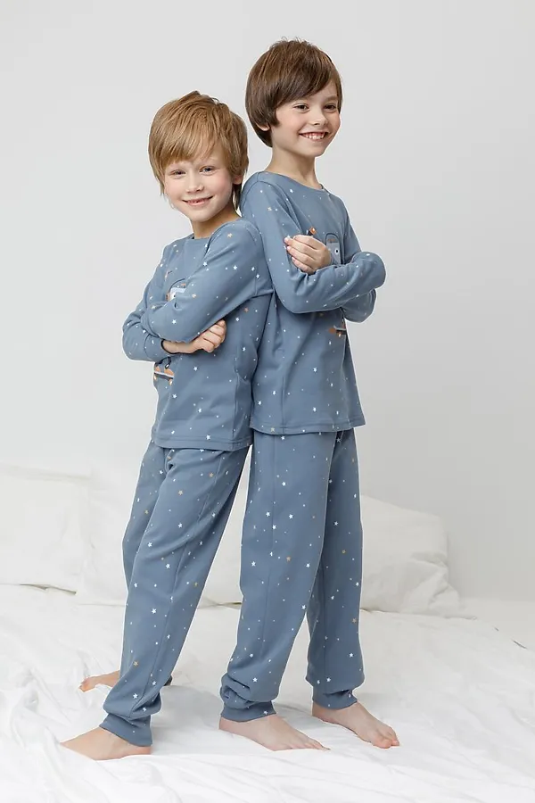 Пижама CROCKID, синий джинс,звездочки - фото 2