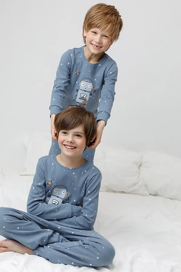 Пижама CROCKID, синий джинс,звездочки - фото 2