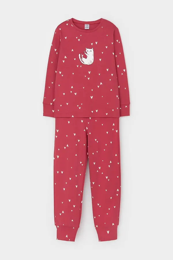 Пижама CROCKID, спелая вишня,сердечки - фото 2