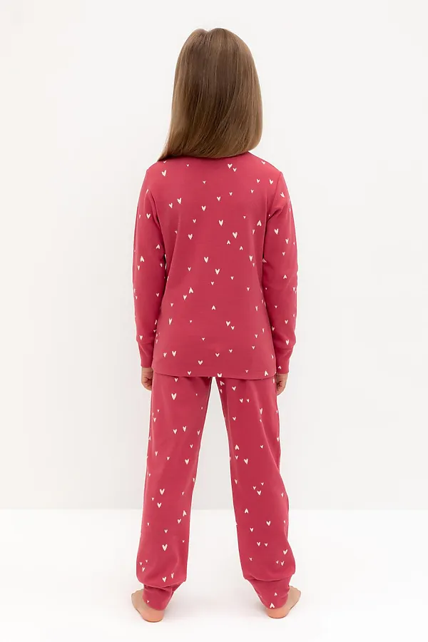 Пижама CROCKID, спелая вишня,сердечки - фото 2