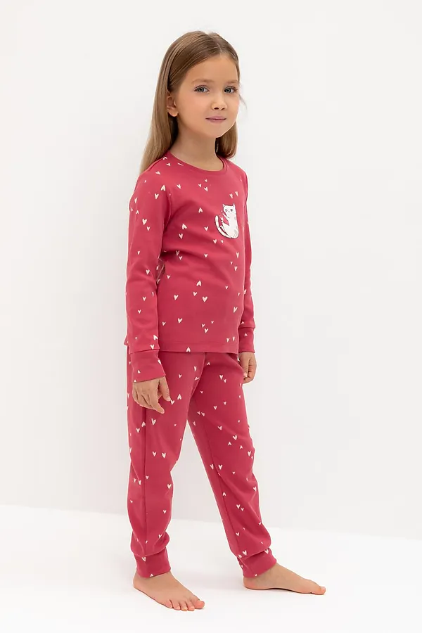 Пижама CROCKID, спелая вишня,сердечки - фото 2