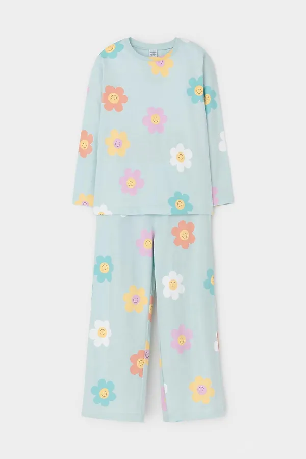 Пижама CROCKID, голубой опал,цветы - фото 2
