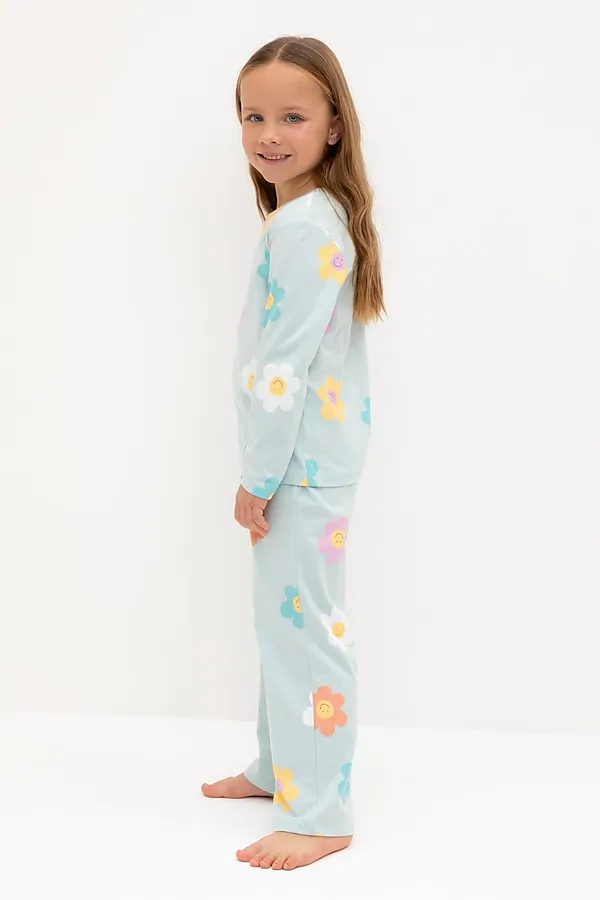 Пижама CROCKID, голубой опал,цветы - фото 2