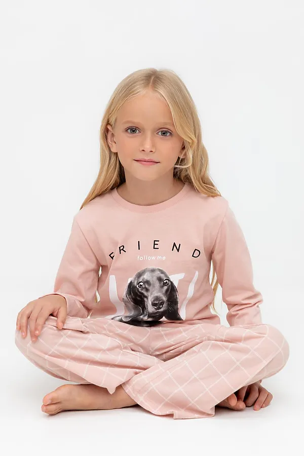 Пижама CROCKID, дымчатая роза,двойная клетка - фото 2