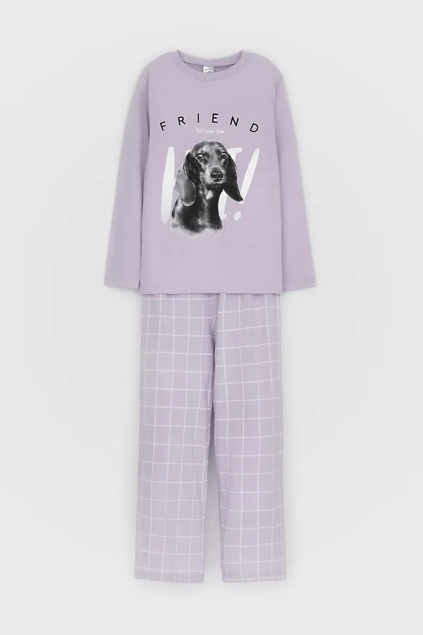 Пижама CROCKID, лепесток орхидеи,двойная клетка - фото 2