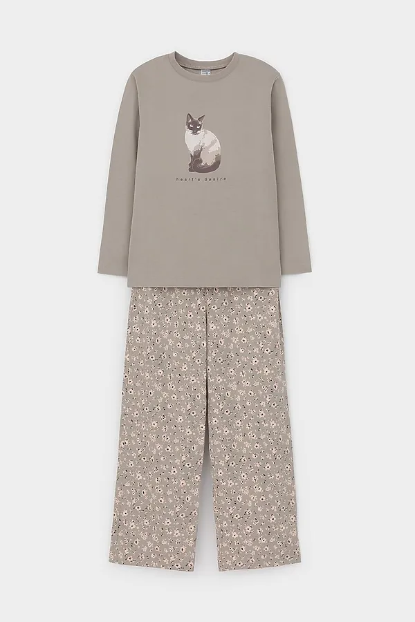 Пижама CROCKID, пыльно-оливковый,полевые цветы - фото 2