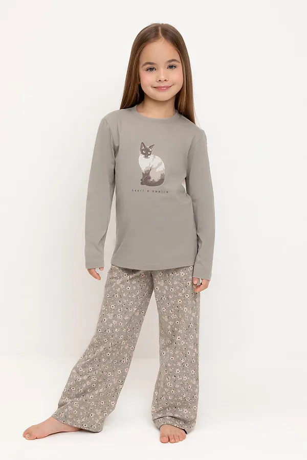 Пижама CROCKID, пыльно-оливковый,полевые цветы - фото 2