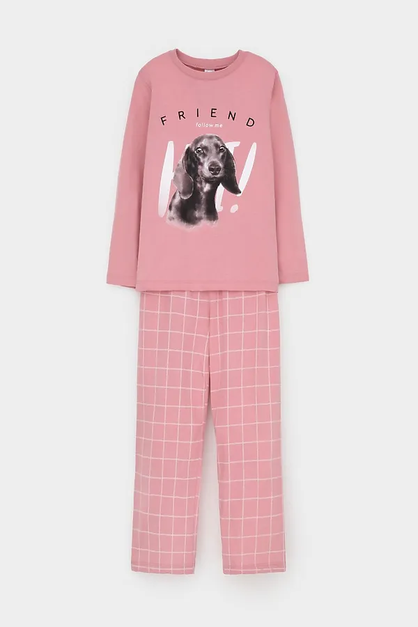 Пижама CROCKID, розовый зефир,двойная клетка - фото 2