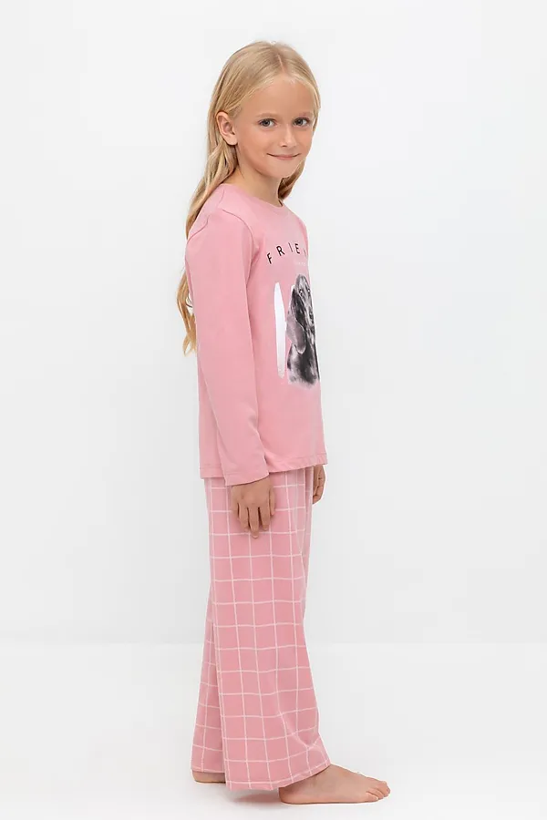 Пижама CROCKID, розовый зефир,двойная клетка - фото 2