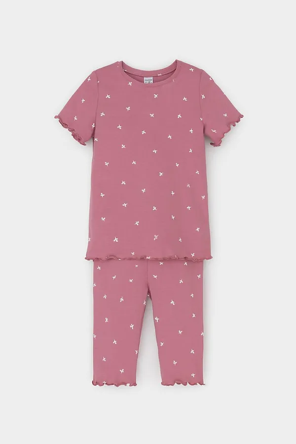 Пижама CROCKID, пепельная роза,мини листики пижама - фото 2