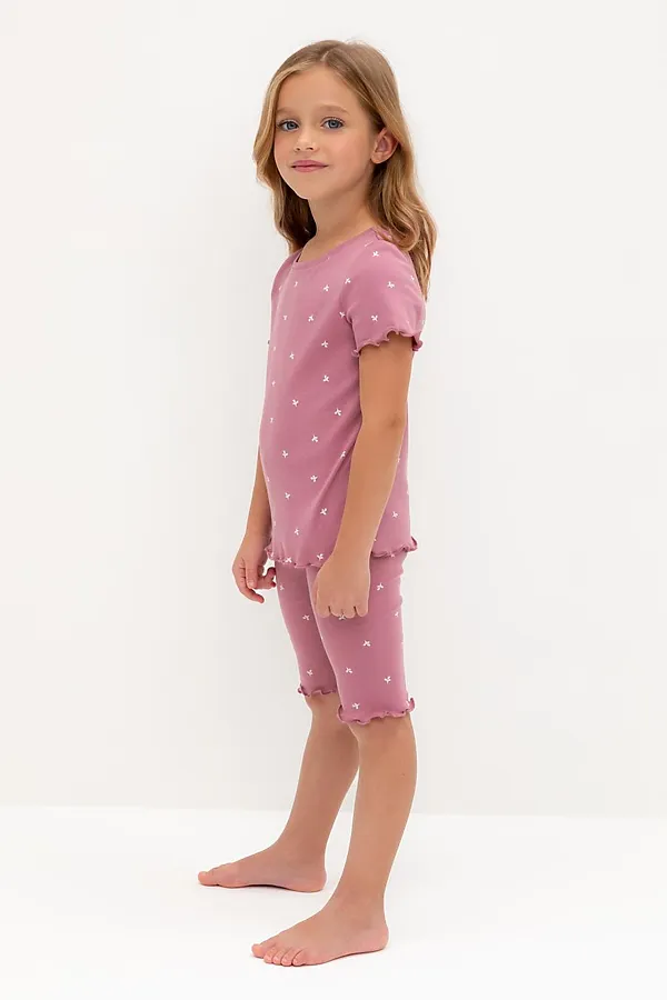 Пижама CROCKID, пепельная роза,мини листики пижама - фото 2