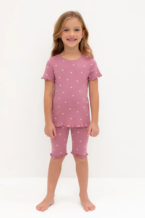 Пижама CROCKID, пепельная роза,мини листики пижама - фото 2