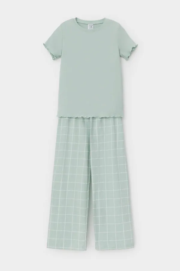 Пижама CROCKID, голубая дымка,двойная клетка - фото 2