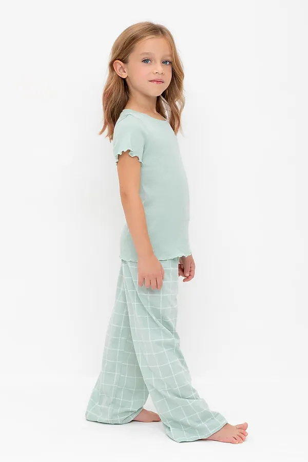 Пижама CROCKID, голубая дымка,двойная клетка - фото 2
