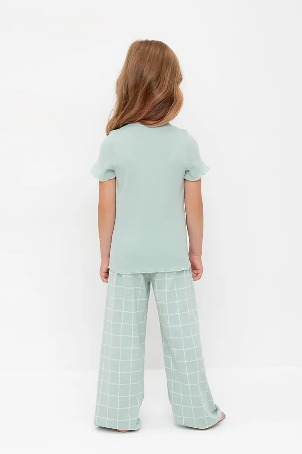 Пижама CROCKID, голубая дымка,двойная клетка - фото 2