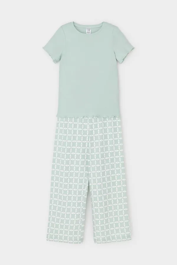 Пижама CROCKID, голубая дымка,морская клетка - фото 2